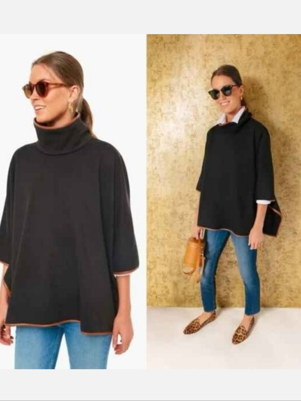 《 Tuckernuck 》Contrast Trim Piper Poncho